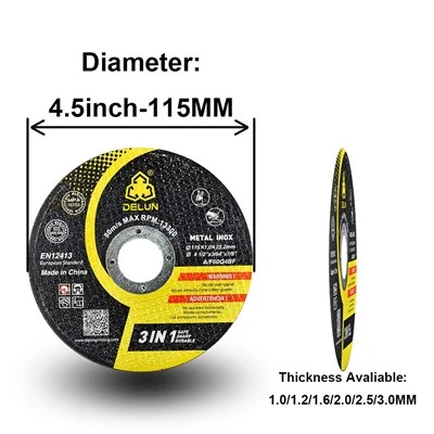 DELUN 4.5inch 115mm T41 Steel Cutting Disc Round Flat Aluminum Oxide Abrasive Wheel China Supplier OEM Customization Support