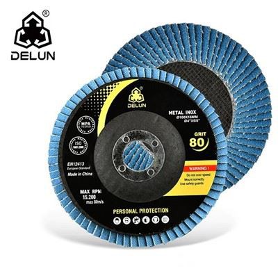 DELUN 4 Inch Zirconium Fused Aluminum Oxide Flap Discs For Beveling Work On Stainless Steel